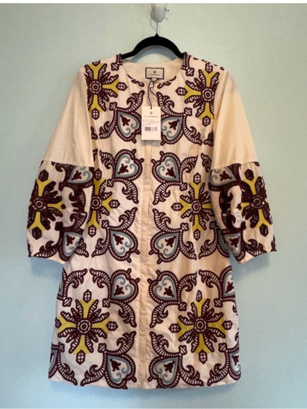Tuckernuck Citron & Slate Blue Embroidered Rhoda Tunic Dress – Size 6- MB0260 - Picture 2 of 8